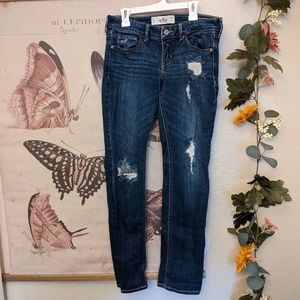 low rise skinny jeans Hollister blue denim jeans